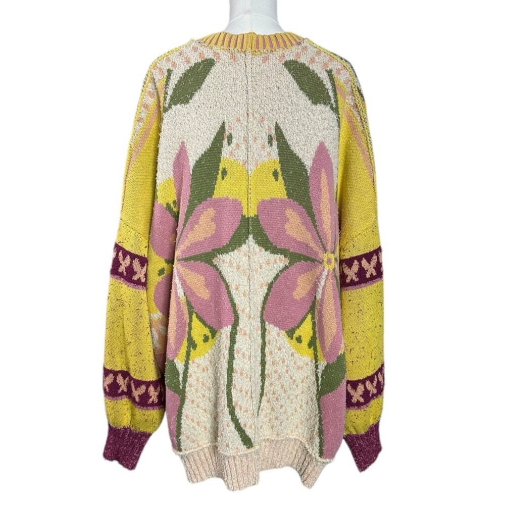 Free People Oversized Bohemian Bali Tropical Garden Cardigan Sweater Size Medium - Picture 3 of 14
